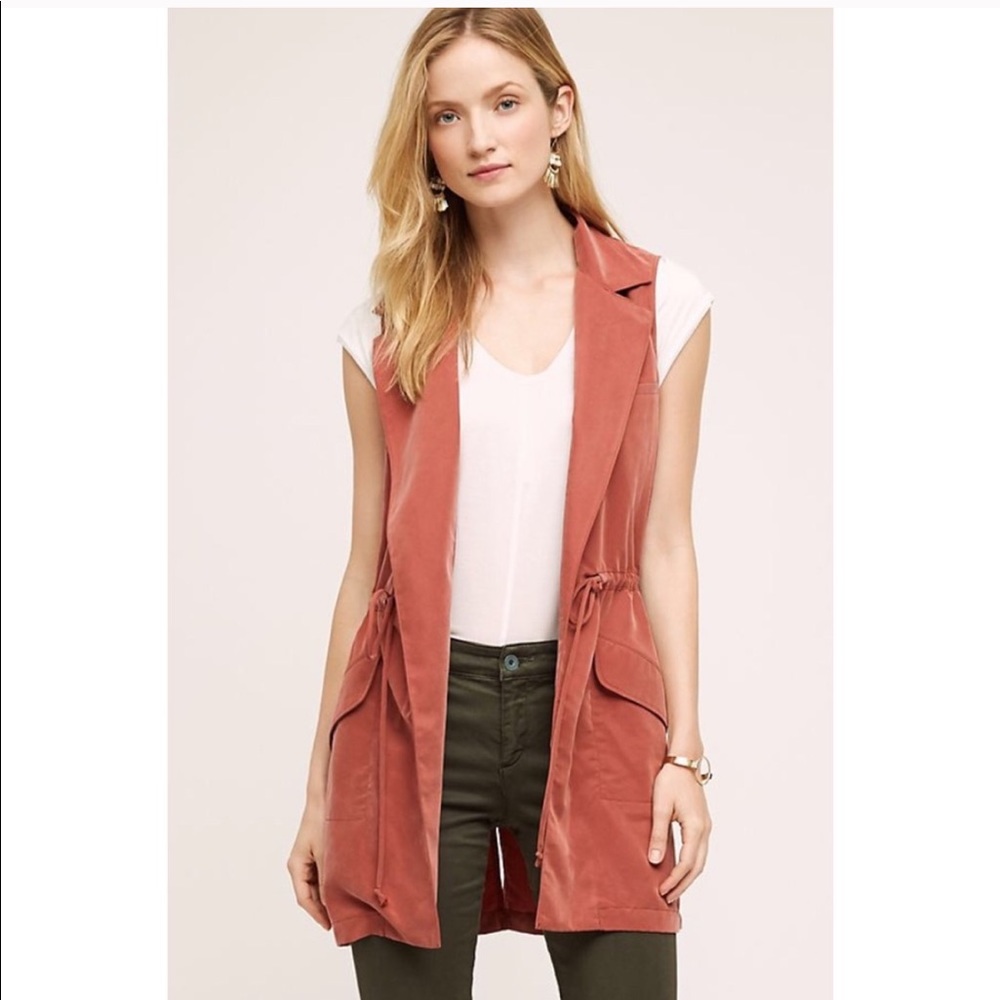 Anthropologie rust/coral vest coat in XS
